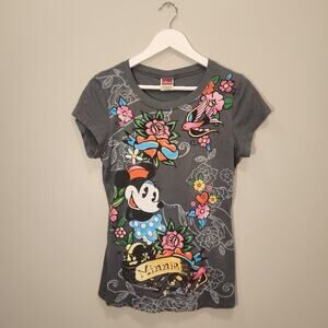 Disney T-Shirt Minnie Mouse Slim Fit Tattoo Print - Size L
